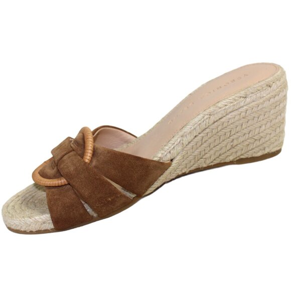 Veronica Beard Ivy Hazelwood Suede Strappy Vamp Woven Wedge Slide, Size 6.5 - Picture 5 of 11